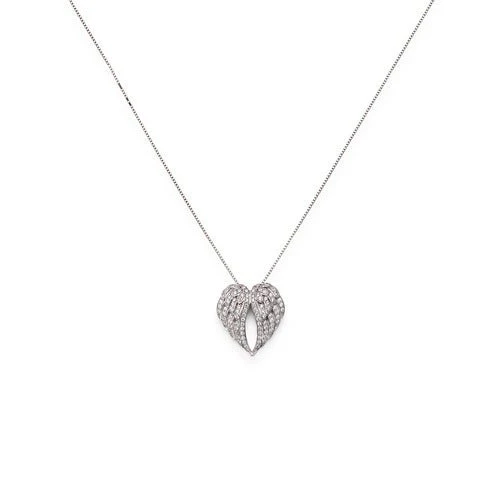 Silver Wing necklace white cubic zirconia 18-inch