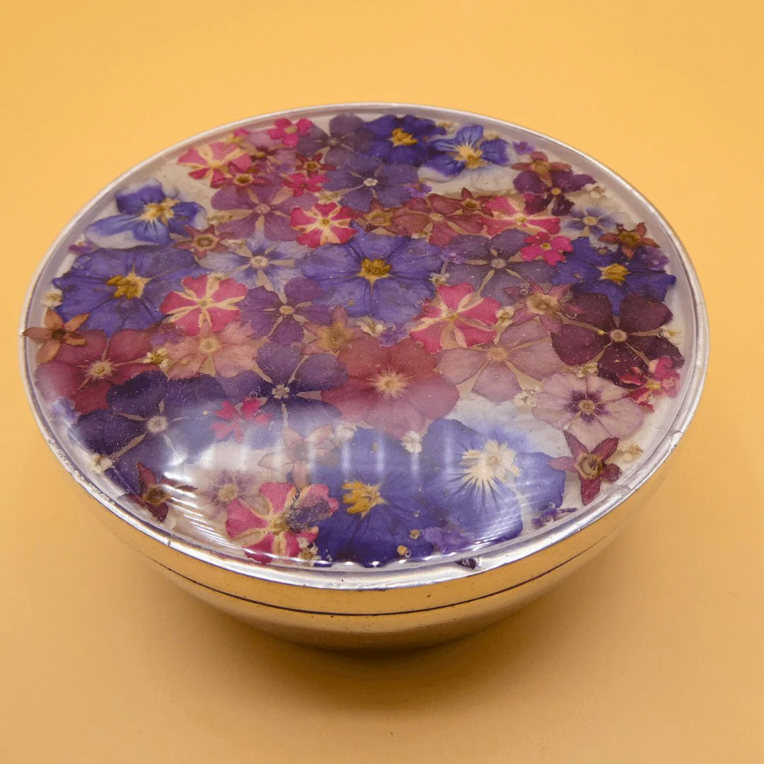 Flower Tin Box Case 4.3" x 1.75" x 3.6" - Image 4