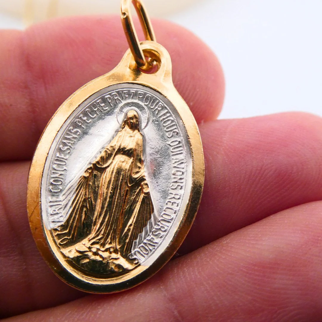 Two-Tone Miraculous Medal Necklace — Rue du Bac, Paris (18”) - Image 4