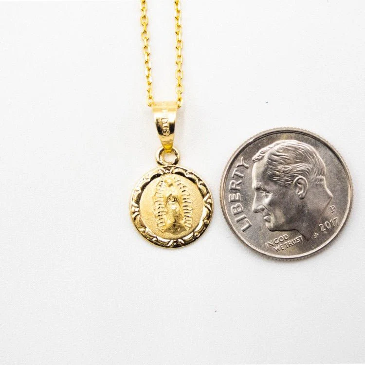 Gold Guadalupe Round Floral Necklace 18-inch - Image 3