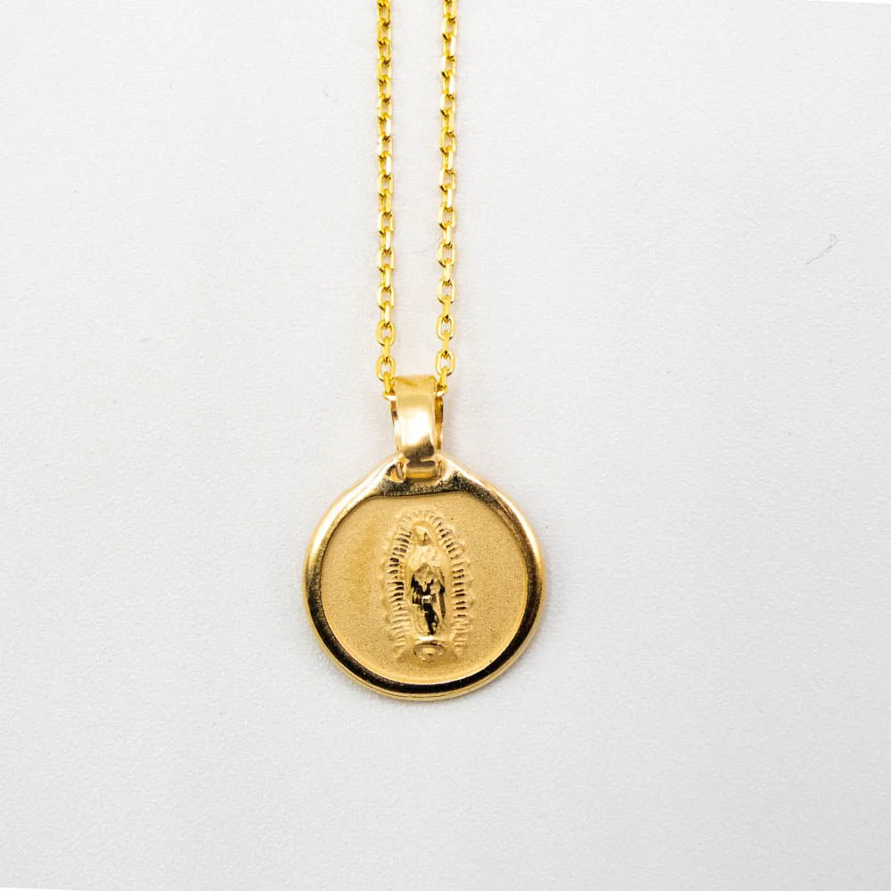 Gold Guadalupe Matte Round Necklace 18-inch - Image 4