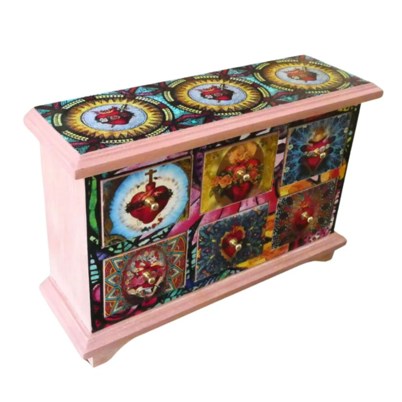Wood Decoupage Jewelry Chest – Sacred Heart Designs 7.5" x 11" x 3.2" - Image 4
