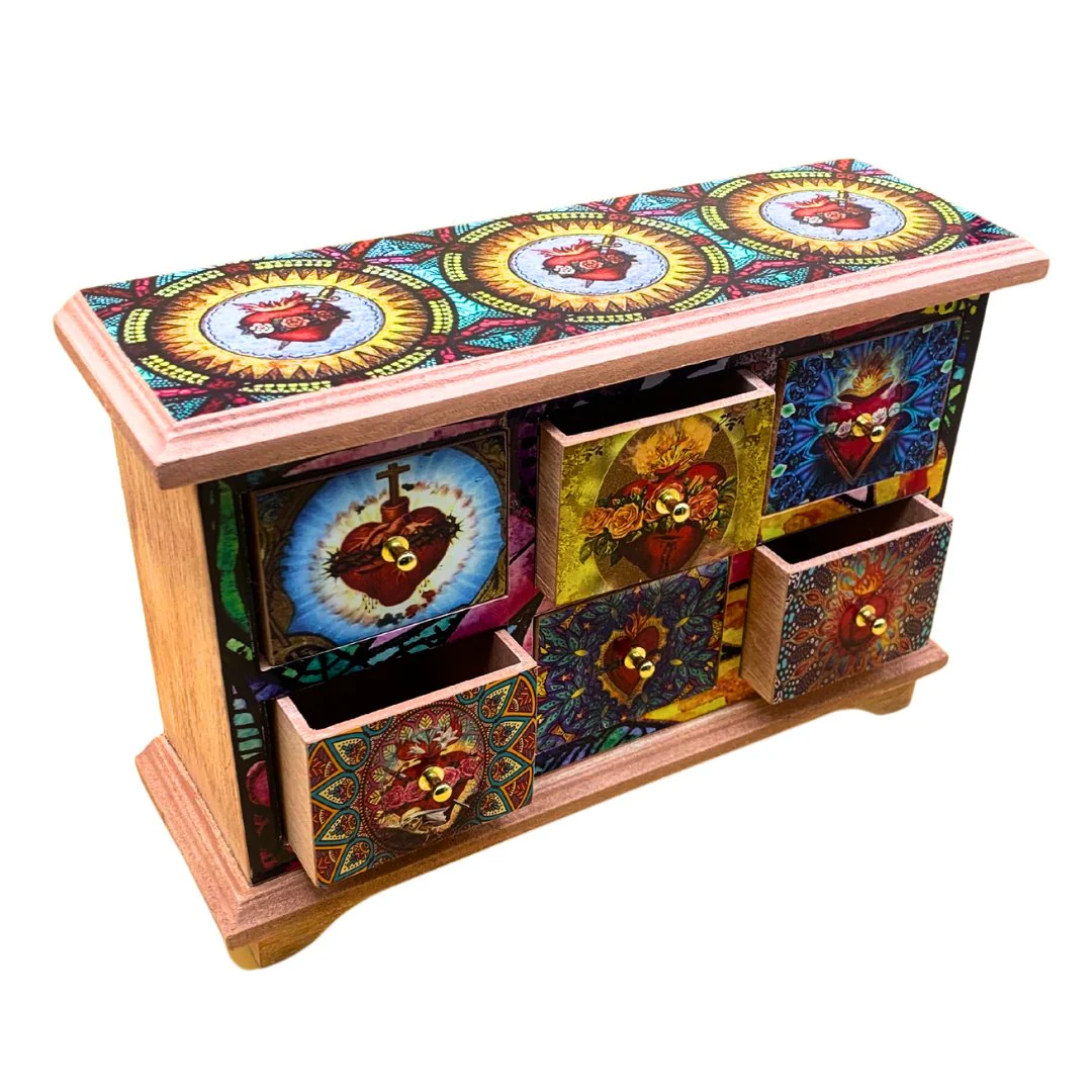 Wood Decoupage Jewelry Chest – Sacred Heart Designs 7.5" x 11" x 3.2" - Image 5